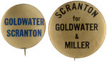 PAIR OF 1964 BUTTONS NAMING PENNSYLVANIA'S SCRANTON PLUS GOLDWATER.