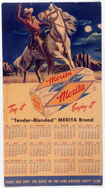 THE LONE RANGER MERITA BREAD 1950 CALENDAR.