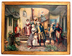 "LIGGETT & MYERS/WASHINGTON'S RETURN TO MOUNT VERNON" FRAMED TIN SIGN.