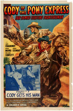 DICKIE MOORE & JOCK MAHONEY SIGNED "CODY OF THE PONY EXPRESS" MOVIE SERIAL POSTER.