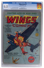 "WINGS COMICS" #3 NOVEMBER 1940 CGC 6.5 OFF-WHITE TO WHITE PAGES.