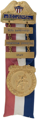 REPUBLICAN 1968 CONVENTION BADGE NAMING SENATORIAL COMMITTEE/STAFF MEMBER.