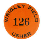 "WRIGLEY FIELD USHER 126" BUTTON.