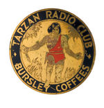 "TARZAN RADIO CLUB/BURSLEY COFFEES" RARE METAL BADGE.