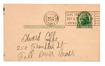 NEW YORK GIANTS GREAT "MEL OTT" SIGNED 1948 POSTCARD.