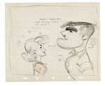 DISNEY ANIMATOR TOM OREB WITH WIFE SELF-CARICATURE ORIGINAL ART LOT OF TEN.