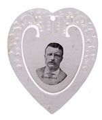 "ROOSEVELT" HEART-SHAPED ALUMINUM BOOKMARK CIRCA 1904.