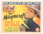 "KEN MAYNARD IN HEROES OF THE RANGE" LOBBY CARD.