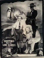 THE LONE RANGER AND SILVER REAL PHOTO OF LIFE-SIZED STORE DISPLAY W/TWO LITTLE BOYS.