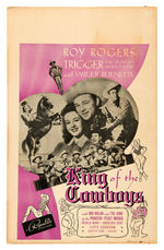 ROY ROGERS “KING OF THE COWBOYS” WINDOW CARD.