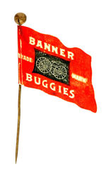 "BANNER BUGGIES" CELLULOID FLAG STICKPIN.