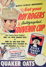 "ROY ROGERS AUTOGRAPHED SOUVENIR CUP"-QUAKER OATS/MOTHERS OATS SIGNS.