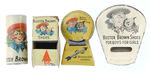 "BUSTER BROWN SHOES" FOUR LITHO TIN WHISTLES.