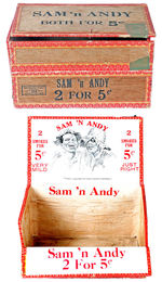 "SAM 'N ANDY" WOODEN CIGAR BOX.