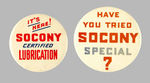 "SOCONY" 1930s BUTTON PAIR.