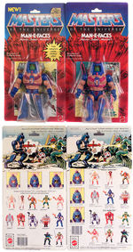 "MASTERS OF THE UNIVERSE MAN-E-FACES" CARDED ACTION FIGURE PAIR W/RARE VARIANT.