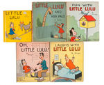 "LITTLE LULU" COLLECTION OF FIVE EARLY CARTOON REPRINT BOOKS/FOUR WITH DUST JACKETS.