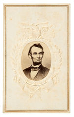 OUTSTANDING LINCOLN CARTE DE VISITE WITH OVAL PHOTO CIRCA 1864.