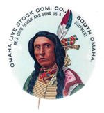 NATIVE AMERICAN IN SUPERB COLOR PROMOTES LIVESTOCK.