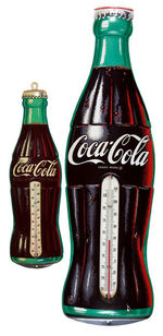 "COCA-COLA" DIE-CUT/EMBOSSED TIN THERMOMETERS.