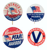 "REMEMBER PEARL HARBOR" GROUP OF FOUR BUTTONS.