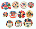 WWI ELEVEN BUTTONS WITH FLAGS OF THE ALLIES.