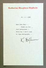 KATHARINE HEPBURN SIGNED LETTER.