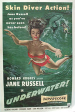 JANE RUSSELL "UNDERWATER!" LINEN-MOUNTED ONE-SHEET POSTER.