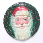 PAINTED PLASTER SANTA WALL PLAQUE.
