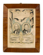 CLAY AND FRELINGHUYSEN SUPER CLEAN "GRAND NATIONAL WHIG BANNER" 1844 JUGATE PRINT BY N. CURRIER.