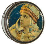 "RUDOLPH VALENTINO" LARGEST SIZE BISCUIT TIN.