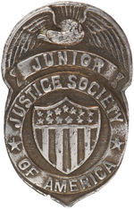 "THE JUNIOR JUSTICE SOCIETY OF AMERICA" COMPLETE 1948 CLUB KIT WITH BADGE.