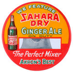 SODA JERK'S COMBINATION ADVERTISING AND I.D. BUTTON FOR "SAHARA DRY GINGER ALE."