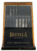 "BUCILLA STEEL CROCHET HOOKS" STORE DISPLAY WITH SOME CONTENTS.