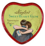 "HUYLER'S SWEET HEART GUM" SMALL FIGURAL HEART TIN.