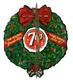 "7UP/THE HOLIDAY FRESH-UP/YOUR GUESTS LIKE IT!" DIE-CUT STORE DISPLAY CHRISTMAS WREATH.