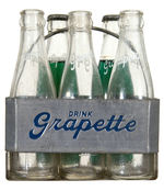 "DRINK/ENJOY GRAPETTE" CARRIER WITH BOTTLES/GLAZED CERAMIC PREMIUM DOG/BRASS SIDEWALK MARKER.