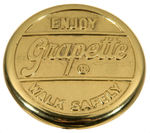 "DRINK/ENJOY GRAPETTE" CARRIER WITH BOTTLES/GLAZED CERAMIC PREMIUM DOG/BRASS SIDEWALK MARKER.