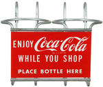 "ENJOY COCA-COLA WHILE YOU SHOP PLACE BOTTLE HERE" SHOPPING CART BOTTLE RACK.