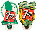 "7UP" EASTER AND ST. PATRICK'S DAY DIE-CUT BOTTLE TOPPERS LOT OF 4.