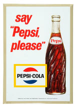 "DRINK PEPSI-COLA BIGGER-BETTER" SHELF TALKER/CARDBOARD "SAY PEPSI, PLEASE" EASEL BACK SIGN.