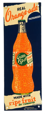 "GREEN SPOT REAL ORANGE-ADE" EMBOSSED TIN LITHO DOOR PUSH.