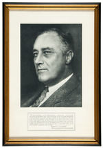 FDR FRAMED PRINT C. 1933 STATING HIS SOCIAL OBJECTIVE.