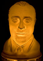 FDR GLASS BUST WITH INTERIOR LIGHT.