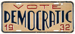 "VOTE DEMOCRATIC" PAIR OF 1932 AND 1936 LICENSE PLATES.