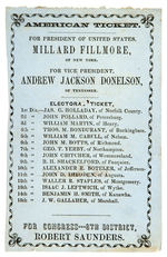 "ELECTORAL TICKET" 1856 FOR FILLMORE/ DONELSON OF THE AMERICAN PARTY, FORMERLY KNOW NOTHING PARTY.