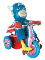 "CAPTAIN AMERICA" WIND-UP TRICYCLE BY MARX.