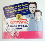 BASKETBALL COACHES BILL SHARMAN AND DICK MC GUIRE BASKETBALL SHOE DIE-CUT DISPLAY.