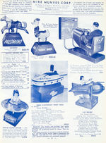 "MIKE MUNVES CORP." COIN-OP SPECIALIST CATALOGS/FOLDER FEATURING EXHIBIT CARD MACHINES.