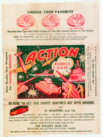 "ACTION BUBBLE GUM" CARD WRAPPER.